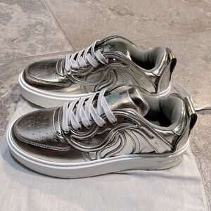 Stella McCartney S-Wave Lace Up Sneakers, Metallic, New, Size 35